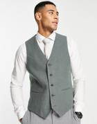 Harry Brown Slim Fit Tweed Wool Mix Vest-green