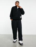 Bershka Oversized Half Zip Sweater In Black Teddy Borg