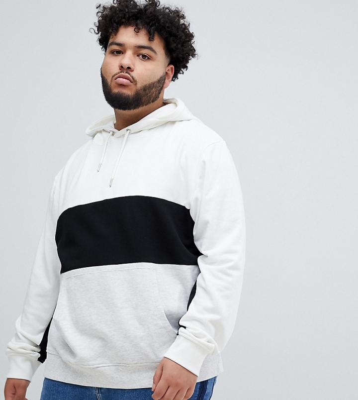 New Look Plus Colour Block Hoodie In Grey - Gray