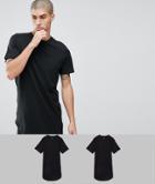 Jack & Jones Originals 2 Pack Longline T-shirt Save - Black
