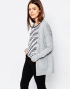 Asos Oversized Cardigan In Fine Knit - Gray