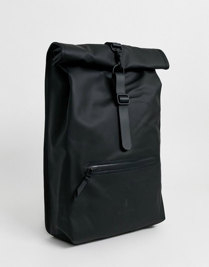 Rains 1316 Waterproof Roll Top Backpack In Black