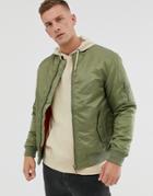 Soul Star Bomber Ma1 Jacket In Khaki-green