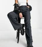Collusion Pin Stripe Dad Pants In Charcoal-gray
