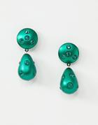 Asos Design Drop Earrings With Crystal Studded Pear Drop In Green - Green