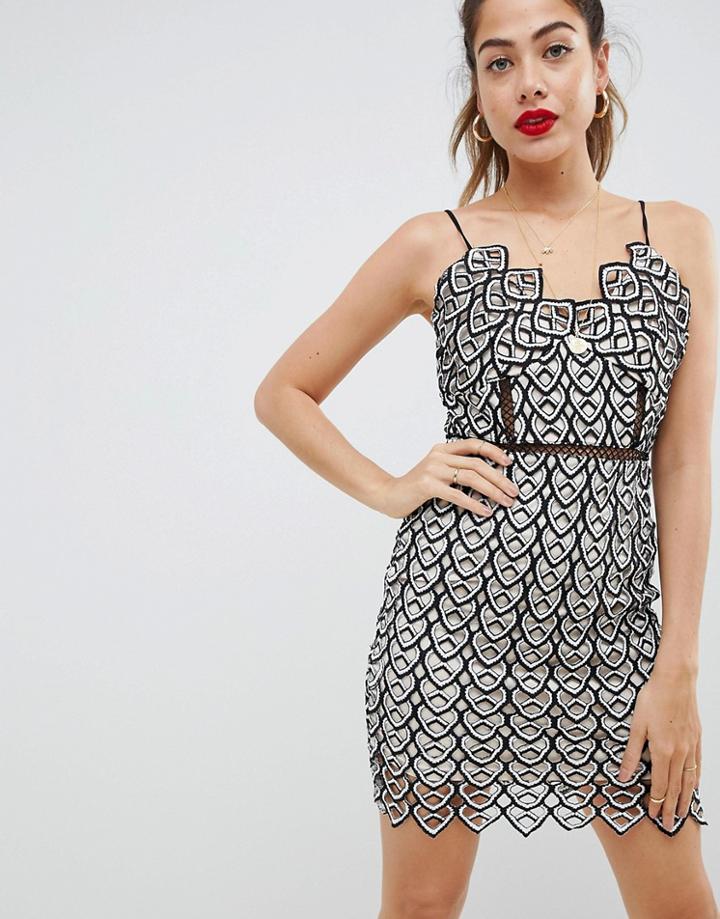 Missguided Crochet Detail Strappy Mini Dress - Black