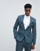 Asos Skinny Suit Jacket In Petrol Blue - Green