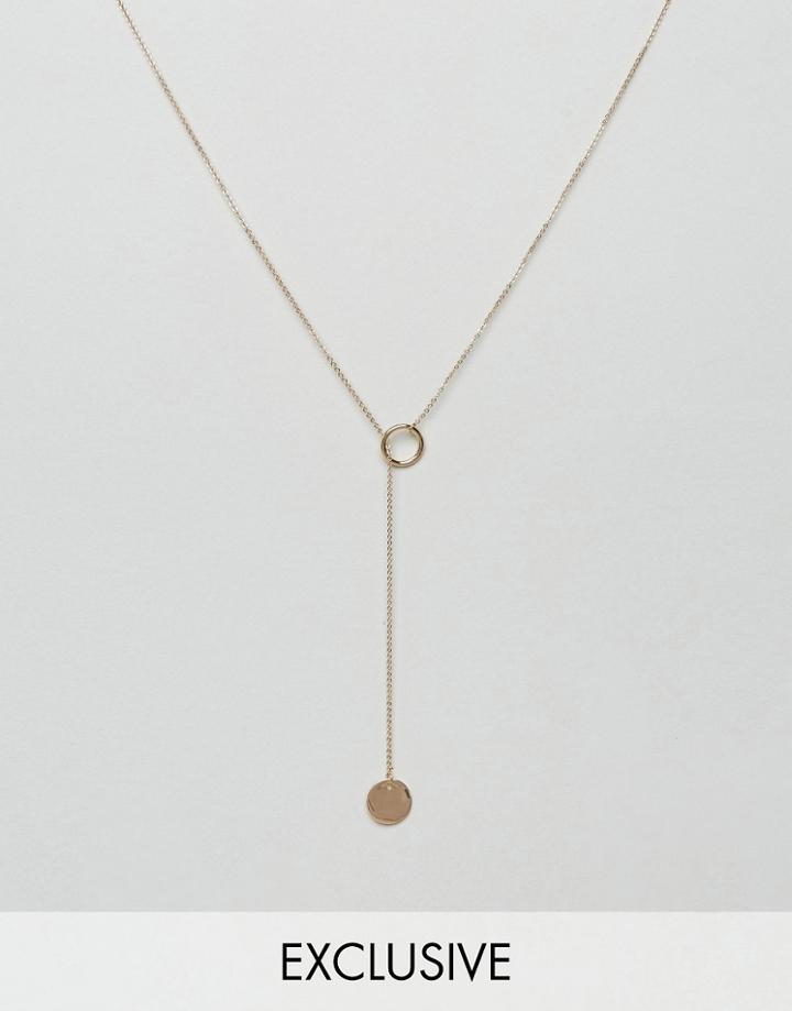 Monki Open Circle Drop Pendant Necklace - Gold