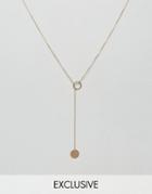 Monki Open Circle Drop Pendant Necklace - Gold
