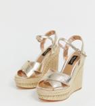 River Island Wide Fit Wedge Sandals In Gold - Gold