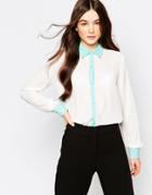 Hedonia Kirsten Blouse With Contrast Trim - Mint