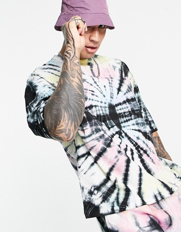 Asos Design Oversized T-shirt In All Over Tie Dye Print - Part Of A Set-multi