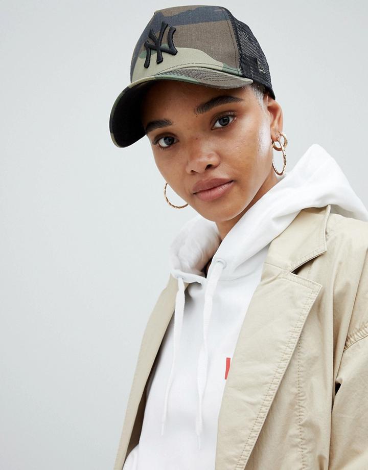 New Era Ny Trucker Cap In Camo - Multi