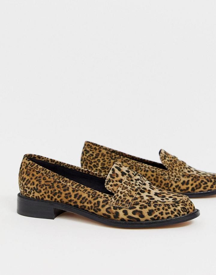 Asos Design Mantra Loafer Flat Shoes In Leopard-multi