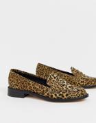 Asos Design Mantra Loafer Flat Shoes In Leopard-multi