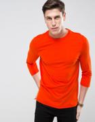 Asos T-shirt With 3/4 Length Sleeves - Red