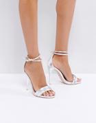 Lost Ink Bella Two Tone Silver Heeled Sandals - Silver