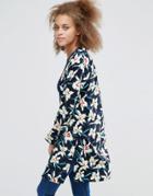 Poppy Lux Madrid Longline Kimono - Navy