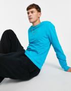 Asos Design Organic Blend Lightweight Sweatshirt In Blue-blues