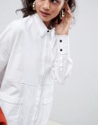 Asos White Oversized Shirt With Contrast Stitching - White