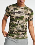 Nike Training Dri-fit Camo Print T-shirt In Khaki-green