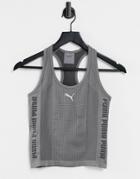 Puma Training Evoknit Seamless Cropped Tank Top In Charcoal Gray-grey
