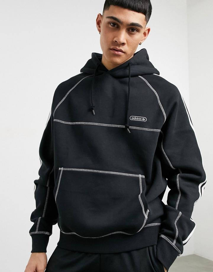 Adidas Originals Hoodie In Black With Contrast Stitch