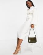 Asos Design Skirt Set In Cable Detail In Cream-brown