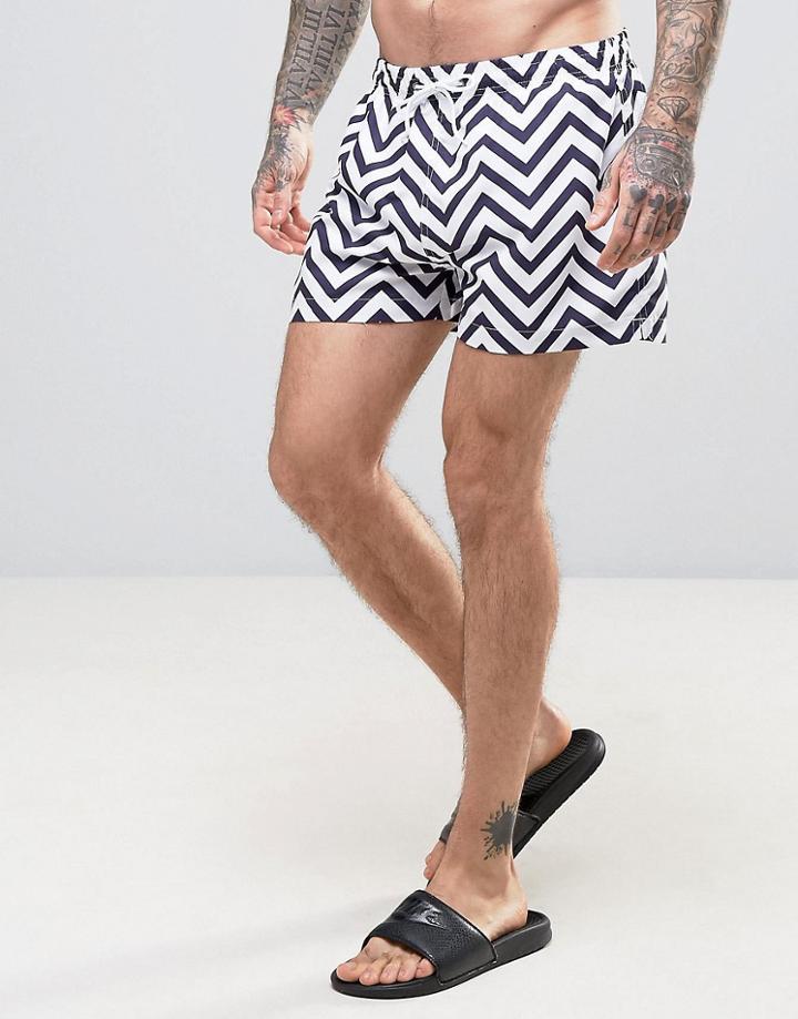 Kiss This! Big Zig Zag Swim Shorts - Navy