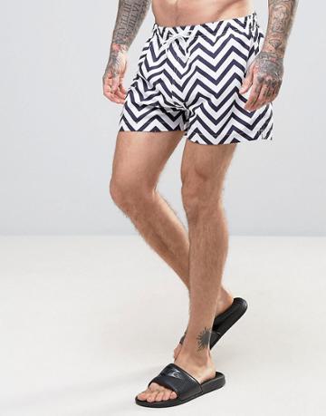 Kiss This! Big Zig Zag Swim Shorts - Navy