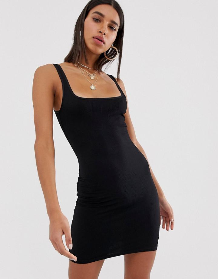 Bershka Jersey Mini Dress In Black - Black
