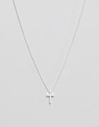 Asos Necklace With Ditsy Silver Cross - Silver