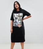 Asos Design Curve Photographic Midi T-shirt Dress - Multi