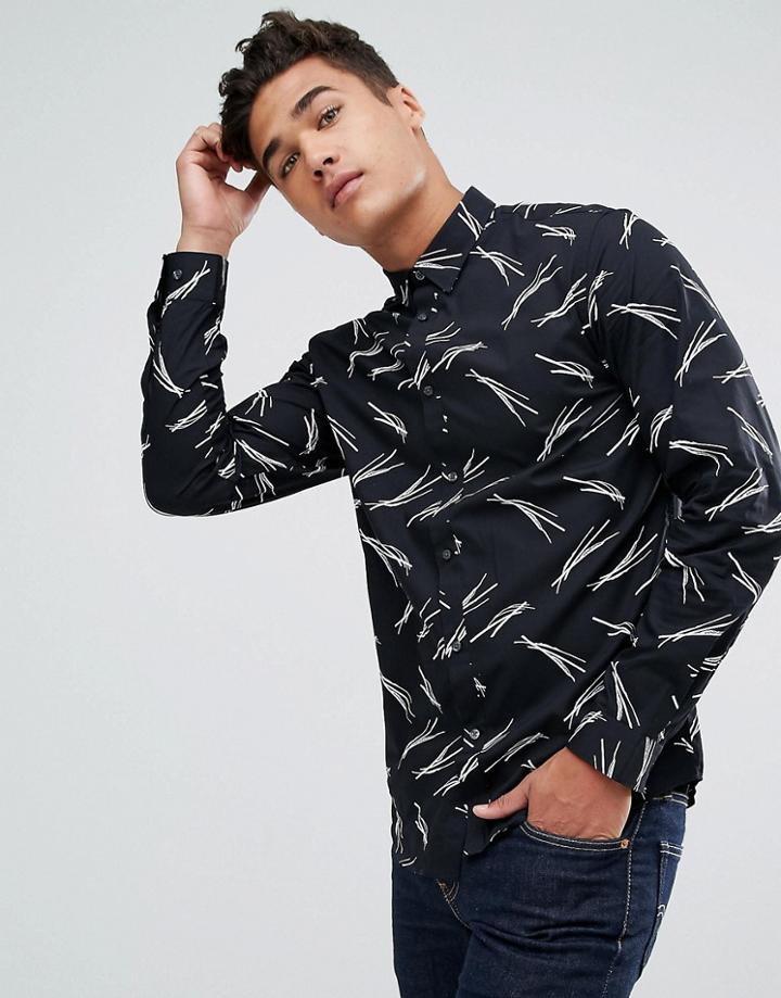 Jack & Jones Premium Slim Printed Shirt - Black