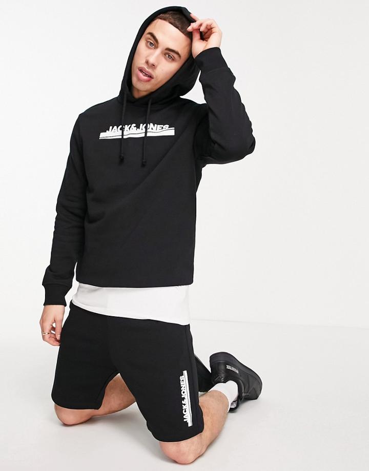 Jack & Jones Hoodie And Short Set In Black