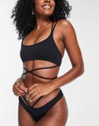 Topshop Wrap Around Tie Bikini Top In Black