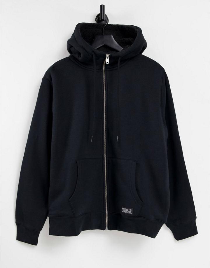 Levi's Sherpa Lined Full Zip Hoodie In Black