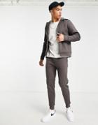 Threadbare Full Zip Hoodie & Sweatpants Tracksuit Set In Light Gray