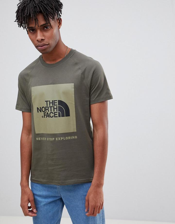 The North Face Raglan Red Box T-shirt In Green - Green