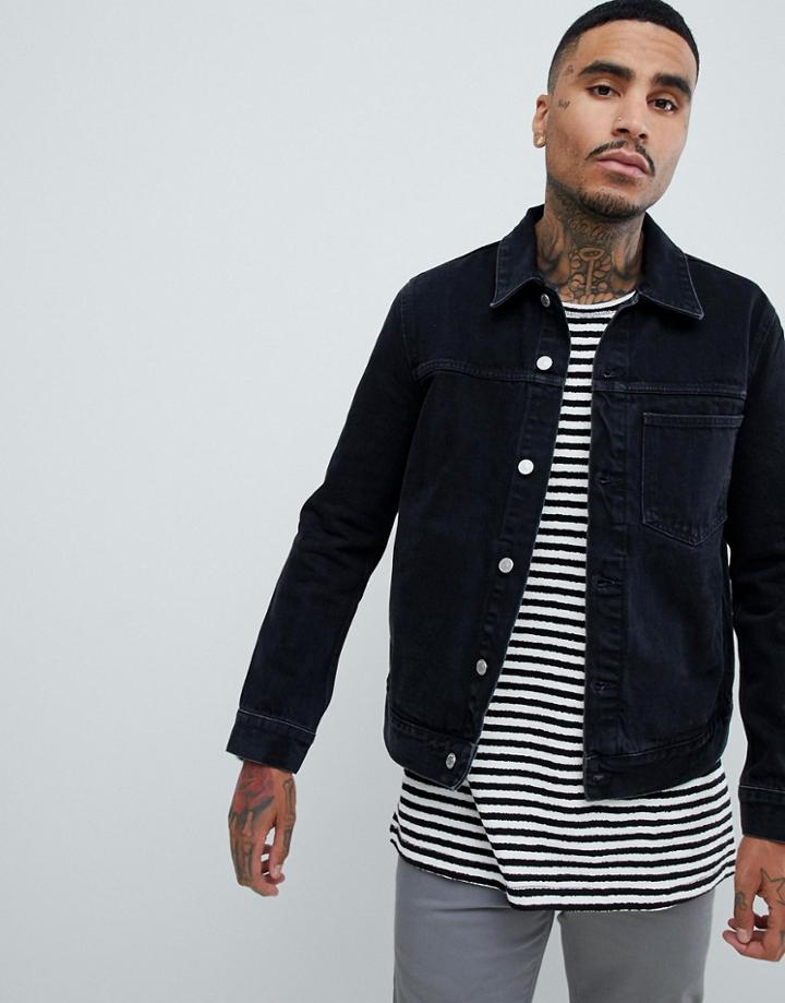 Weekday Core Denim Jacket Tuned Black - Black