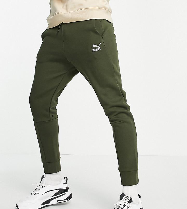 Puma Classics Tech Sweatpants In Dark Khaki-green