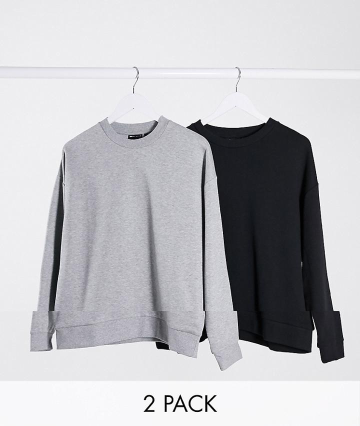 Asos Design Oversized Sweatshirt 2 Pack Black/gray Marl-multi