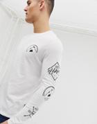 Burton Menswear Long Sleeve T-shirt With Mountain Print In White - White
