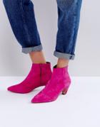 Asos Reanne Suede Kitten Heeled Boots - Pink