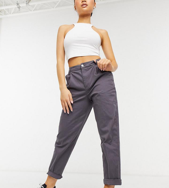 Asos Design Petite Chino Pants In Charcoal-grey