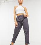 Asos Design Petite Chino Pants In Charcoal-grey