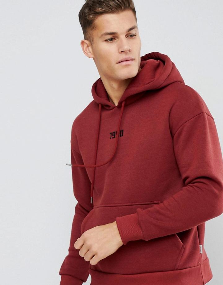 Jack & Jones Originals Drop Shoulder Hoodie-red