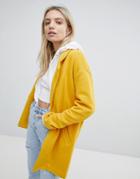 Pull & Bear Longline Tailored Coat With Pocket Detail - Yellow