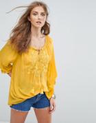 Deby Debo Libellule Tassel Neck Tie Blouse - Yellow