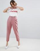 Asos 80's Tailored Pants With Deep Pleat - Pink